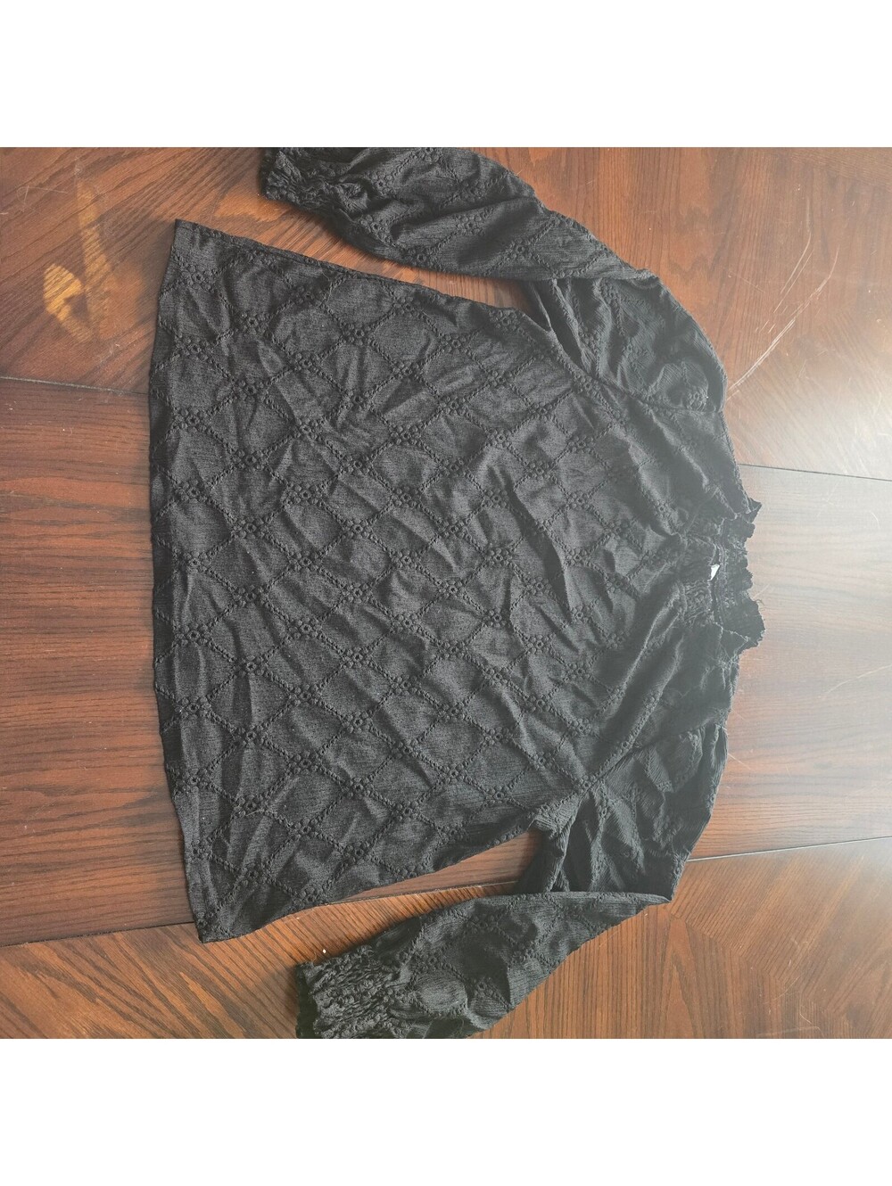 SHEIN black textured long sleeve blouse womens 3XL